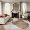 8x10 Brown and Beige Washable Soft Plush Area Rug for Living Room