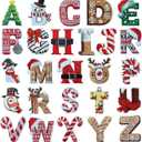 26Pcs Christmas Iron on Patches, Cartoon A-Z Letter Alphabets Embroidered Patches, Christmas Iron on Letters Patches for Hats, Clothes, Jeans, Jackets, DIY Craft Gifts for Boys, Girls