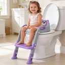 Potty Training Seat with Step Stool Ladder, Toddler Toilet Seat for Boys Girls, Adjustable 6 Heights Fits Round & Elongated Toilets, Anti-Slip Pads & Leak-Proof Guard