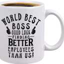 Best Boss Going Away Gifts - World's Best Boss Good Luck Finding Better Employees Than Us - Funny Leaving Farewell Moving, New Job Promotion, Retirement, Birthday Gifts - 11oz Cup