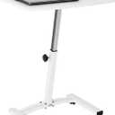 Seville Classics Airlift Mobile Height Adjustable Laptop Stand Computer Workstation for Sitting Classroom Home Office Medical Table w/Wheels, Flat Desk 24", White