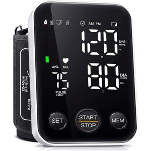Oklar Blood Pressure Monitor Upper Arm Monitors for Home Use BP Machine Sphygmomanometer with 2x120 Reading Memory Adjustable Arm Cuff 8.7"-15.7" Large Display with LED Background Light Storage Bag
