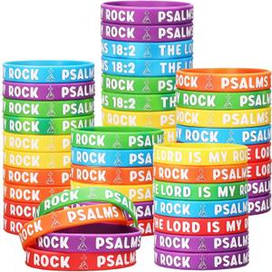 2 x 50 Pcs The Lord Is My Rock Wristbands Christian Cross Bracelets Bible Verse Psalms 18:2 Rubber Gifts Bulk for Religious Gifts Support Church Favors