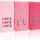 3 Pcs Christmas Hand Towels Pink Christmas Nutcracker Embroidered Decorative Bathroom Towels for Bathroom Kitchen Decor Winter Set, 100% Cotton, 13.3 x 29.5''