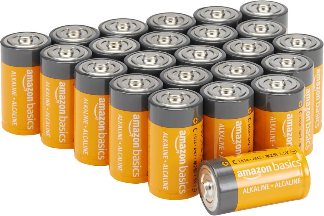 Amazon Basics 24-Pack C Cell Alkaline All-Purpose Batteries, 1.5 Volt, 5-Year Shelf Life