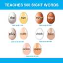 2 x Sight Word Games 500 Natural Egg Sight Word Flash Cards Kindergarten Game - Egg Fry Word Flash Cards Reading Games - Preschool Games, Kindergarten Learning Games - Egg Flashcards in Carton