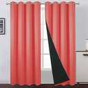 LEMOMO 100% Blackout Curtains 52 x 84 Inch/Coral Curtains 2 Panels with Black Lining Room Darkening Thermal Insulated Bedroom Curtains
