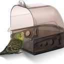 IBWell Parakeet Bird Bath for Cage Cockatiel Bird Bath Bird Bath Cage Bird Shower with Convenient Removable Tray (Grey)