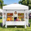 10x10 Pop Up Canopy Tent with Dual Vented Roof, One Push Setup, White