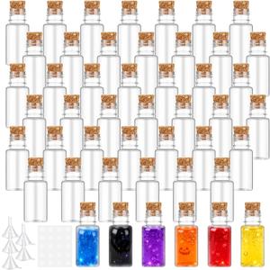 Bokon 36 Pack Halloween Potion Bottles Decorations Indoor Apothecary Plastic Bottle Set Witch Potion Jars with Pendants for Corks Stoppers Decorations Halloween Party Supplies (Cylinder)