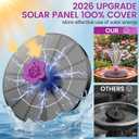 Solar Fountain for Bird Bath Solar Powered Water Fountain Pump 4W Outdoor Water Fountain with 6 Nozzles for Hummingbirds, Garden, Pool, Pond