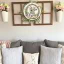 Easter Wreaths,SWEKKE Easter Wreath for Front Door, Wooden Easter Bunny Egg Decor Door Sign Wreath 12 Inch, Easter Welcome Door Sign Happy Easter Decorations, Easter Flower Rabbit Welcome Door Sign (Green,gray)