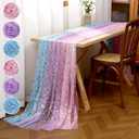 Hahafelt 6 Pcs Winter Onederland Supplies Snowflake Table Runner 10 ft Cheesecloth Fabric Sparkling Tulle Tablecloth Sheer Chiffon Gauze Runner for Christmas Birthday