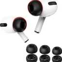 Lanwow Premium Memory Foam Tips for AirPods Pro 1st & 2nd Gen. No Silicone Eartips Pain. Anti-Slip Eartips. Fit in The Charging Case, 3 Pairs (S/M/L, Black)