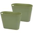 Small Trash Can Plastic Bathroom Wastebasket 3.2 Gallon Slim Garbage Container Bin with Handle for Home Kitchen Bathroom Bedroom Office, 2 Pack (Green)
