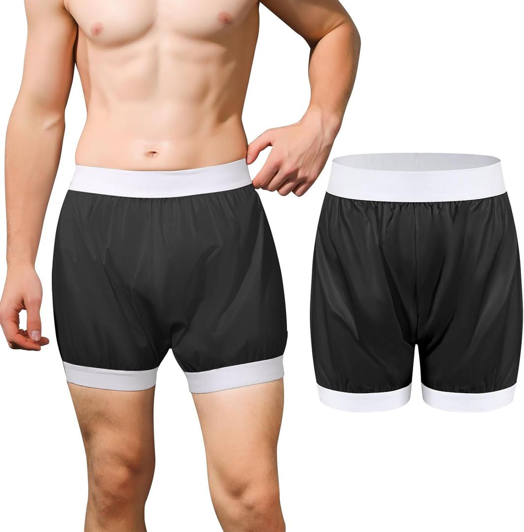 Carer Adult Diaper Cover Unisex Washable Incontinence Boxer Briefs Enclosed Elastic Leakproof Incontinence Underwear for Men Women Incontinence Supplies (Black Large)