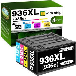936XL 936 XL 936e Ink Cartridge High Yield With Chip Replacement for HP 936 Ink Cartridges Combo Pack for HP Officejet pro 9125e Ink Cartridges 9120e 9135e 9128e 9130e 9130b 9730e 9110b 9122e Printer