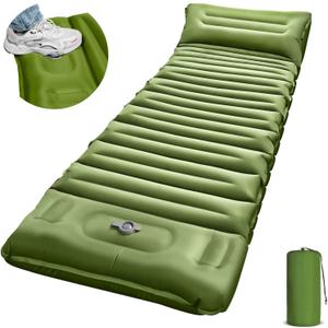 Sleeping Pad for Camping, 5" Extra-Thick Camping Mat with Pillow Built-in Foot Pump, Ultralight Inflatable Sleeping Mat for Camping, Backpacking, Hiking, Camp Tent (Single, Green)