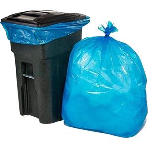 Plasticplace 64-65 Gallon Recycling Trash Bags For Toter 1.5 Mil  Blue Heavy Duty Garbage Can Liners  50 x 60 (50 Count)