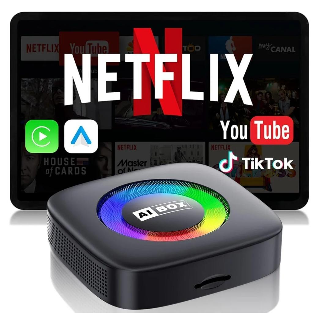 Wireless Carplay Adapter for iPhone Ai Magic Box with Netflix/YouTube Supports TF/Card Dongle Plug and Play Easy Setup Carplay & Android Auto Video Entertainment for iOS 10+ Radio Accessories