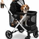 Dog Stroller for Medium and Small Dogs, Lightweight Aluminum, Up to 66 lbs