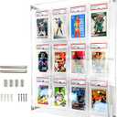 Acrylic Card Display Case for PSA, SGC & CGC Slabs Holds 12 Graded Cards, Wall Mount or Desktop Frame, Clear Acrylic Trading Card Display for Sports & Baseball, Football, Basketball (Transparent)