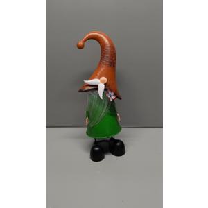 Metal Gnome Yard Art Outdoor Garden Gnome Statue  and Solar Lights Outdoor Decor, Gnomes Swing Garden Decor,