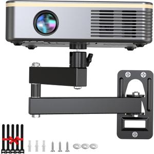 Universal Porjector Mount Foldable Wall Mount 1/4" Screw, Adjustable Tilt&Swivel Hanging Bracket Holder Wall Mount Hanger Rack Stand for Projector with Cable Ties (Black)