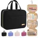 HOTOR Travel Toiletry Bag w/Hanging Hook - Spacious Toiletry Bag Essentials for Women & Men, Makeup Bag/Big Comparment, Waterproof for Travel Accessories, Medium, Black