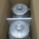 KooK Glass Storage Containers with Lids, 1 Gallon, Set of 2, Glass Canister, Laundry Jar, Kitchen Jar, Storage for Pantry, (3.7, Circular, Silver)