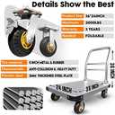 Heavy Duty Platform Truck Flat Moving Cart Hand Trucks,2000Lbs Steel Push Cart Dolly, 36 x 24in Large Flatbed with 5'' 360 Degree Swivel Wheels for Easy Storage