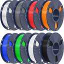 SUNLU 250g PLA Filament 1.75mm Bundle,3D Printer Filament Bundle Multicolor, Neatly Wound PLA Filament, Individually Vacuum Packed,250g Spool,8 Rolls,Black+White+Grey+Transparent+Red+Blue+Orange+Green