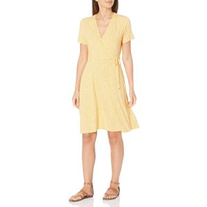 Amazon Essentials Women's Short Sleeve Faux-Wrap Dress
