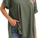 EXLURA Womens Summer Oversized T Shirts 2026 Casual Short Sleeve Loose Maternity Tops Crewneck Tunic Plus Gym Workout Top (Medium, Army Green)
