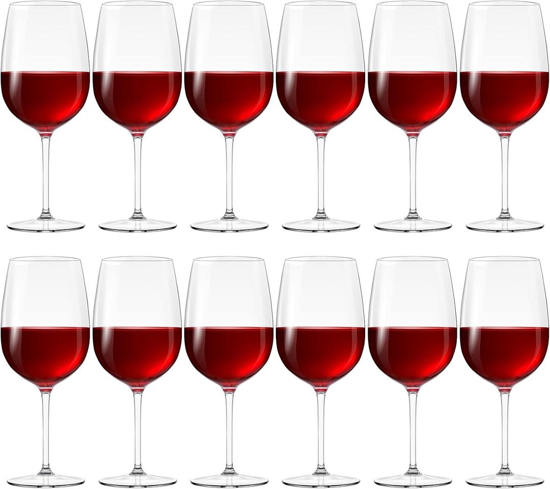 Set of 12 Unbreakable Acrylic Wine Glasses with Stem, 19 oz Plastic Wine Glasses Reusable Clear Goblet for Outdoor Drinking, Pool, Travel, Camping or Picnic Gift Supplies