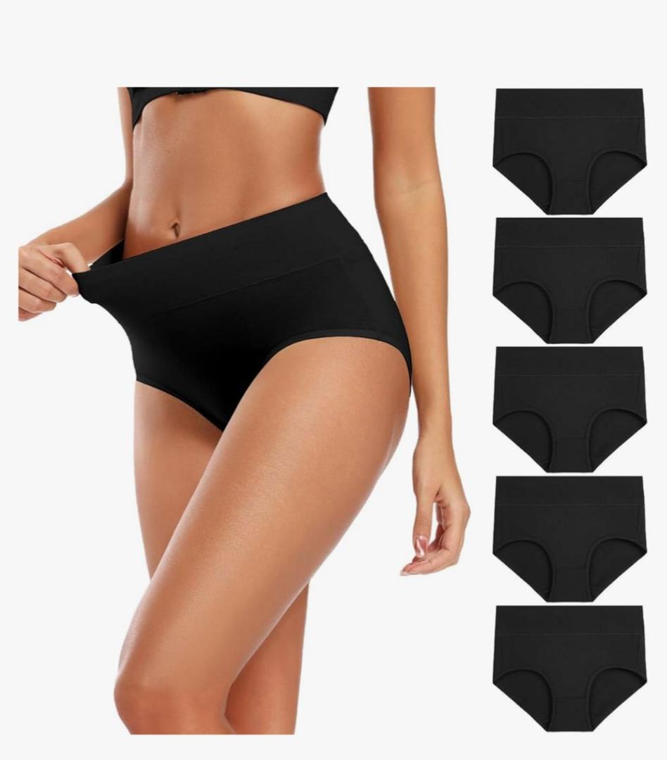 Molasus Women's Cotton Underwear High Waisted Full Coverage Ladies Panties (Regular & Plus Size L