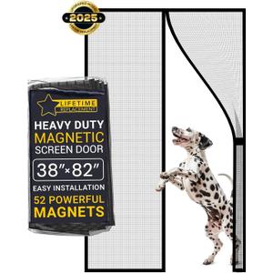 Magnetic Screen Door Mesh (2025 Model)  Fine Weave See-Through Mesh Without Ugly Vertical Lines, 52 Magnets, 2 Easy Install Kits for 2-Season Use, Pet Scratch Resistant Bug Proof,38"x82", Flux Phenom
