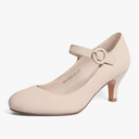 IDIFU Women's Jessy Dress Mary Jane Shoes Low Kitten Heels Closed Round Toe Office Work Wedding Pumps size 7,5
