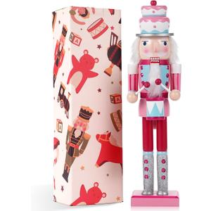 Christmas Decorations Nutcracker Ornaments,15 inch Traditional Wooden Nutcracker Figures Soldier,Festive Christmas Nutcracker Gift