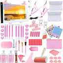 DNSGOOR 186Pcs All Inclusive Diamond Art Accessories Kit Diamond Painting A4 LED Light Pad Set with Diamond Art Sealer Glue Stand Storage Case Pens 5D Painting Tools for DIY Drill Craft (Pink)