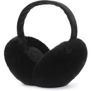 LCXSHYE Winter Ear muffs Faux Fur Warm Earmuffs Cute Foldable Outdoor Ear Warmers For Women Girls (Black)