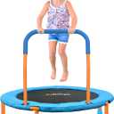 Ativafit 36inch Mini Toddler Trampoline for Kids Ages 1-6 Indoor Outdoor Folding Small Rebounder Trampoline with Foam Handle Safety Padded Cover Fun for Kids (Orange and Blue)