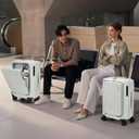 OIWAS Carry On Luggage with Cup Holder Top Opening Hardside Suitcase, White, 20 INCH