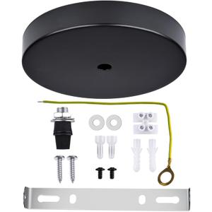 Arturesthome Industrial 5.9" Black Ceiling Canopy Kit,Single Hole Extra Depth and Width Ceiling Plate for Pendant Light or Chandelier