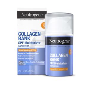 Neutrogena Collagen Bank Face Moisturizer with SPF 30 Sunscreen, Larger Size Anti-Aging Face & Neck Collagen Cream, Micro-Peptide, Support & Defend Skins Natural Collagen, 2.7 fl oz