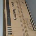 MOTPK L Shaped Gaming Desk with Power Outlet, Reversible Gaming Desk with Height Adjustable Monitor Stand, Gaming Computer Desk 43inch with LED Lights, Home Office Desk, Black