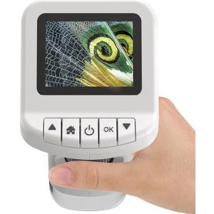 1200X Handheld Portable Microscope for Kids Digital Scope 2.0" Screen Rechargeable STEM Toy Slide Kit Pocket Science Gift for Children Ages 6-12 Students (White)