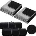 Tranqun 2 Pcs Large Waterproof Outdoor Blanket with Sherpa Lining 59'' x 79'' Windproof Triple Layers Warm Foldable Blanket for Winter Camping Stadium Beach Picnic Grass Outdoor Car Washable (Black)