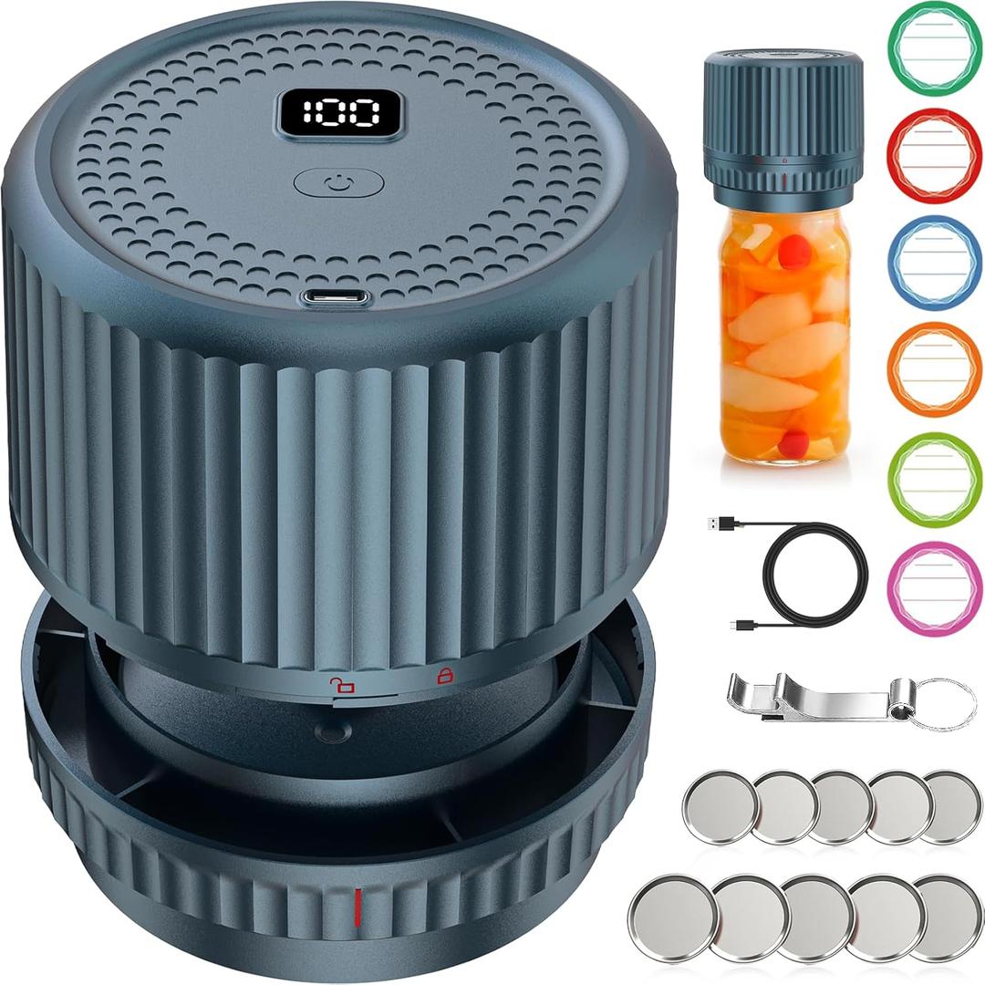 M12 Auto Stop Electric Mason Jar Vacuum Sealer - 2025 Upgrade Smart Jar Vacuum Sealer for Mason Jars with Wide and Regular Mouth Canning Jar Lids Portable Mason Jar Sealer Machine Kit (Starry Blue) M12 Auto Stop Electric Mason Jar Vacuum Sealer - 2025 Upgrade Smart Jar Vacuum Sealer for Mason Jars with Wide and Regular Mouth Canning Jar Lids Portable Mason Jar Sealer Machine Kit (Starry Blue)