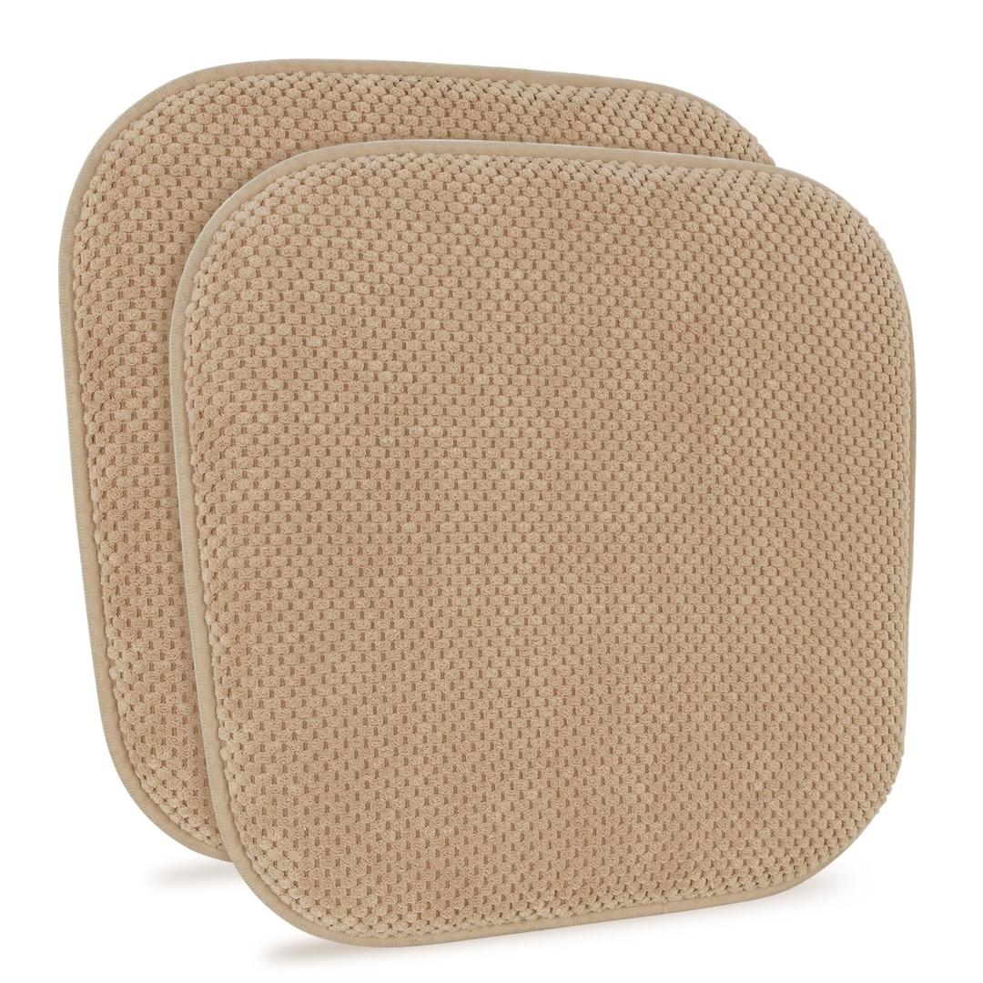 PAGGED Khaki Kitchen Chairs Cushions Non Slip Foam Office Seat Cushions Washable Soft Thick Pads Large Wooden Metal Tapered Dining Chair Cushions,17" x 15"